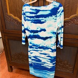 Calvin Klein Blue and White Midi Dress